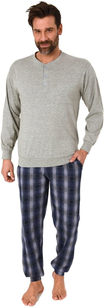 Herenpyjama met manchetten en geruite jersey broek - ook in oversize