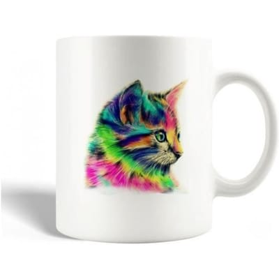 Mug en Céramique Chaton Coloré Sur Le Pop Art Abstrait