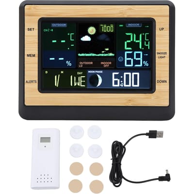Weersvoorspelling Station Klok Draadloos Binnen Buiten Kleurendisplay Weermonitor Thermometer