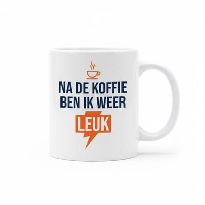 Na de Koffie Ben Ik Weer Leuk Tekst Mok 330 ml – Grappige Koffieliefhebber Koffie- en Theemok voor Dagelijks Gebruik