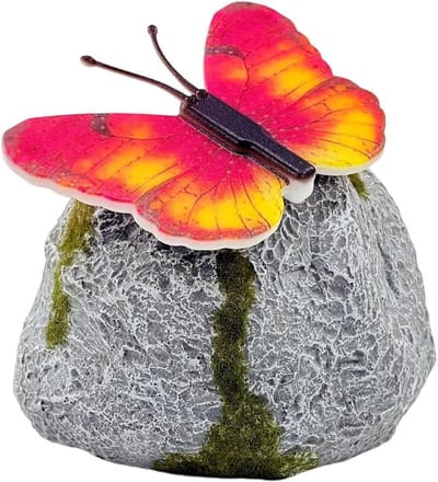 Tuinstenen met verlichting - Decoratieve stenen - Tuin decoreren - Zonne-energie led - 13 x 12 x 10 cm - Rood