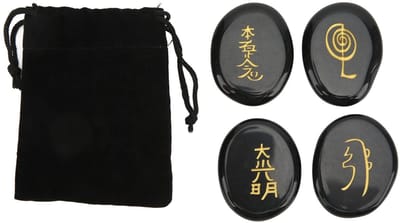 JHUBERS- Reiki-symbolen 4 Stuks - Kristal Stenen - Meditatie Decor - Geschenken - Chakra Balanceren - Handgegraveerde Symbolen - Helende Stenen