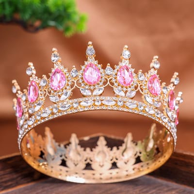 Barok Retro stijl Ronde Bruiloftskroon Bruids Pageant Strass Kristal Tiara's Kroonlijst Hoofdsieraden Voor Koninginnen en Koning white