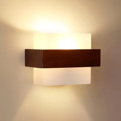 Haobosic - Houten wandlamp voor binnen, vintage dimbare wandlamp, industriële wandlamp voor binnen voor slaapkamer, woonkamer, hal, eetkamer en keuken