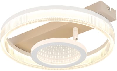 LED plafondlamp ringen zandkleurig design lamp 3D effect eetkamerverlichting bewegende elementen, metaal, 18W 850Lm warm wit, LxBxH 36x33x10 cm