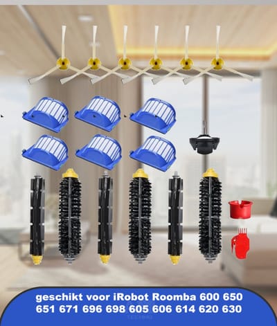 Accessoires geschikt voor iRobot Roomba 600 650 651 671 696 698 605 606 614 620 630 serie: 2 sets rollerborstels als reserveonderdelen