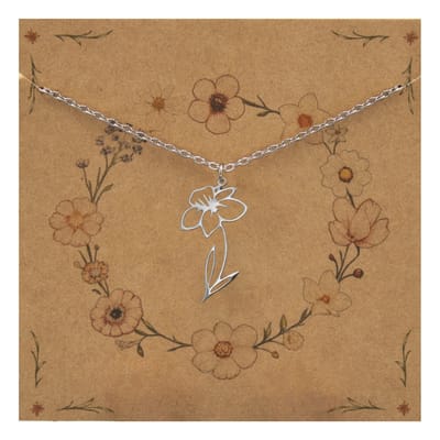 Bixorp Geboortebloem Ketting Maart / Narcis - Zilverkleurig Roestvrij Staal - Bloem Cadeau voor Dames & Meisjes