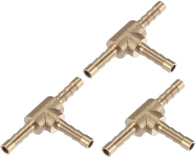 Dailygoods- Slangaansluiting T-vorm 3-weg - Messing - Schroefverbinding - Weerhaak - Corrosiebestendig - Voor flexibele slangen - Slangconnector