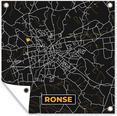 Tuin poster Goud - Ronse - Plattegrond - Stadskaart - Kaart - 200x200 cm - Tuindoek