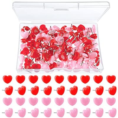 100 Stuks Hart Push Pins voor Kurk Board - Decoratieve Duwspelden voor Thuis, School en Kantoor