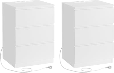 MAZAZU - Nachtkastjes - Bijzettafels - Set van 2 - Wit - Slaapkamer - 35x40x59