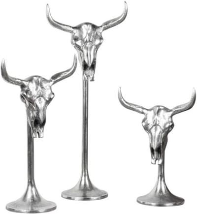 Michael Noll - Schedel stier op standaard - Aluminium - Maat S