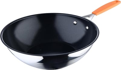 Wok 28 cm Aluminium Gesmeed Inductie Compact