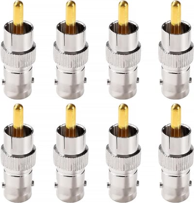 BNC naar RCA Adapter - Video Koppelaar Set - CCTV Camera Verbinding - Goud Vergulde Contacten - 8 Stuks Set