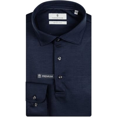 Thomas Maine Polo Long Sleeve Merino Wool Jersey Indigo / male