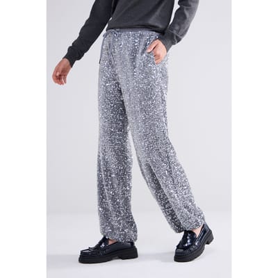 Summum Woman Pants Sequins Velours Cloud Size: 38 | Straight Pants Outlet | Dames | Grijs