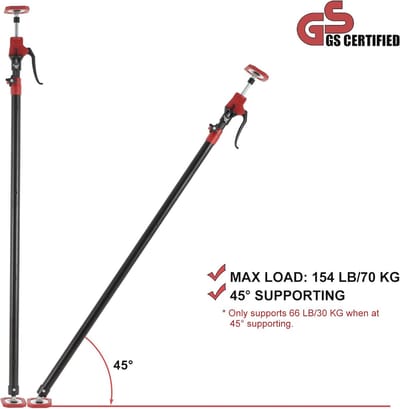 Derde Handgereedschap Steunsysteem voor Kastkrik en Gipsplaatkrik - Stalen Steunstang tot 150 lbs, 4 ft - 9,5 ft