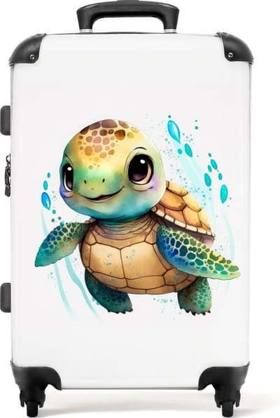 NoBoringSuitcases.com® - Kinderkoffer schildpad - Kindertrolley - Koffer kind groot - Rolkoffer lichtgewicht - Reiskoffer met 4 wielen - Kinder valies - Grote trolley XL - 20 kg bagage