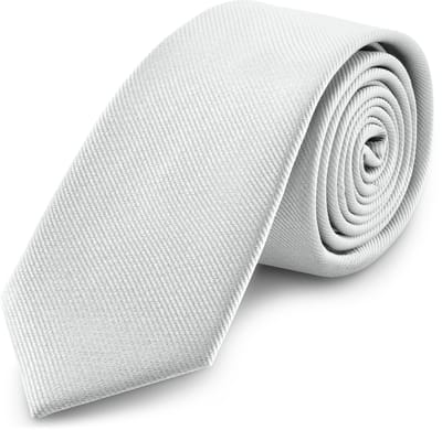 Zilverkleurige Grosgrain Stropdas van 8 cm