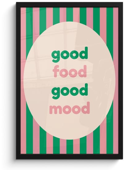 Poster in lijst - Fotolijst 40x60 cm - Posters - Gestreept - Quote - Ovaal - Roze - Posterlijst zwart - Decoratie - Wanddecoratie woonkamer - Muurdecoratie slaapkamer