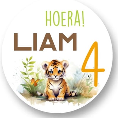 20x Sluitsticker Tijger - Jungle - Wild - 40 mm - Verjaardags sticker - Sluitzegel - Sticker Verjaardag jongens meisjes - Uitdelen - Cadeau's Kado's - Glossy - Sluitzegel - Wensetiket - Uitdelen - Jarig - Trakteren - Afscheid