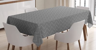 ABAKUHAUS Geometrisch Tafellaken – zwart-wit zigzag, 140x240 cm, zijdeachtig satijn