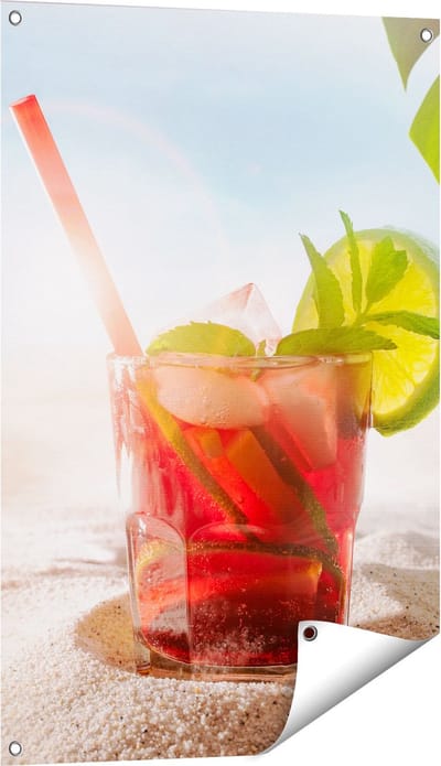 Gards Tuinposter Cocktail Mix Drankje op het Strand - 60x90 cm - Tuindoek - Tuindecoratie - Wanddecoratie buiten - Tuinschilderij