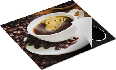 Chefcare Inductie Beschermer Kopje Koffie met Koffiebonen - 60x50 cm - Afdekplaat Inductie - Kookplaat Beschermer - Inductie Mat