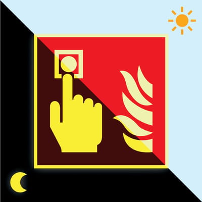 Lichtgevend brandmelder bord - aluminium - 200 x 200 mm - F005