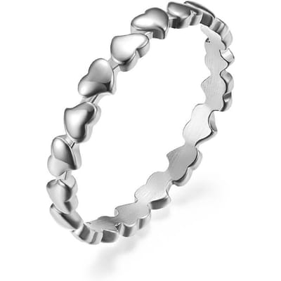 Eenvoudige Hartvormige Titanium Stalen Staartring Ring voor Vrouwen Stapelbaar Roestvrij Staal 11# white