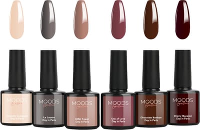 Moods Gellac 6-delige Set - Gel Nagellak - Donkere Nude Kleuren - 8ML - Day in Paris - Nagels - Gellak Starterspakket - Caramel Kleuren - HEMA- & TPO-vrij
