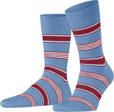 FALKE Marina Stripe versterkt duurzam katoen sokken heren blauw - maat 39-40