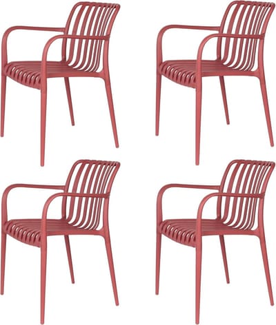 Tuinstoel - Kunststof stoel - Buiten zitten - Gevormd voor comfort - 57 x 53 x 80.5 cm - Rood