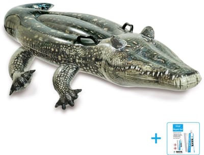 Intex - Opblaasfiguur - Realistic Gator - Vanaf 3 jaar - Twee stevige handvatten - Voor avontuurlijke waterpret - 170 x 86 cm inclusief reparatiesetje