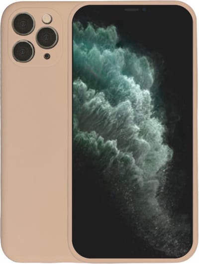Smartphonica Telefoonhoesje Geschikt voor iPhone 11 Pro Max siliconen hoesje - Backcover Siliconen Case - Beige geschikt voor iPhone 11 Pro Max