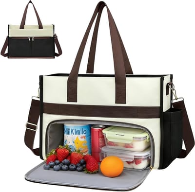 Ruime Lunch Tote Bag voor Vrouwen, 2-in-1 Handtas met Lunchcompartiment, Ideaal voor Werk, School en Dagelijks Gebruik
