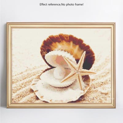 Diamant peinture paysage coquille plage plein rond strass 5D bricolage diamant broderie 20X30CM beige