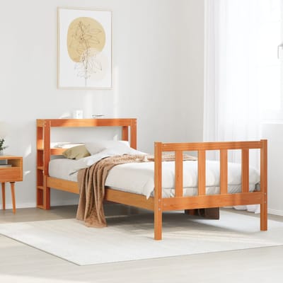 vidaXL - Bedframe - met - hoofdbord - massief - grenenhout - wasbruin - 100x200 - cm