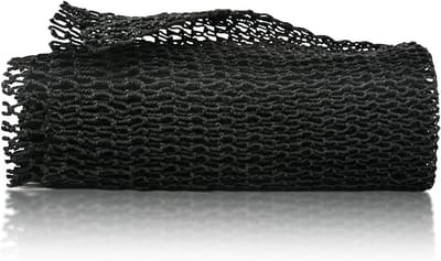 Langwerpige badspons met knopen, Afrikaanse wasnet, exfoliërende douche, rugschrobber, huidverzachter, rekbaar tot 160 cm (Zwart) - Perfect voor een grondige reiniging en verzorging van de huid.