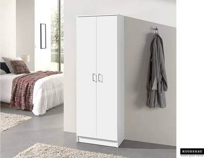 Opbergkast Ray 60cm met 2 deuren en 4 legplanken - wit - H 180cm x B 60 x D 40 cm