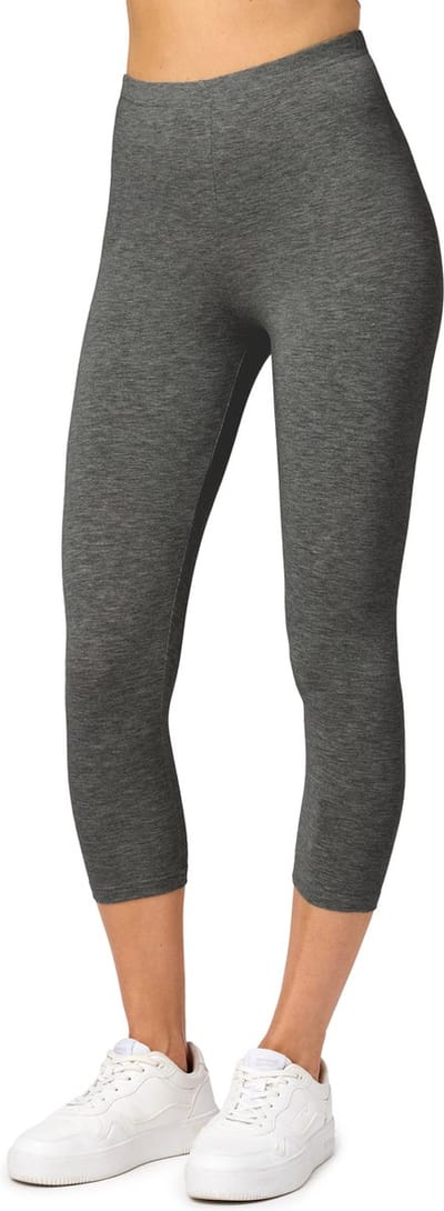 Merry Style MS-MS10-144-LE Dames Capri Leggings - Sport - Vrijetijdsbroek - 3/4 Lengte - Viscose - Sporbroek - Yogabroek - Donker Gemêleerd - M
