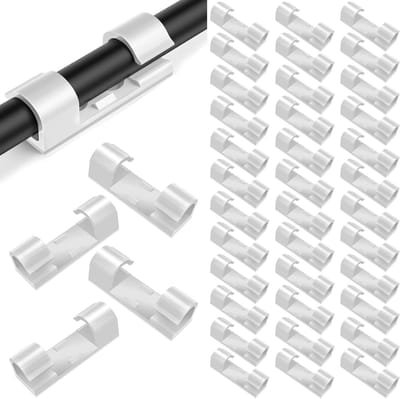 40 Stuks Transparante Kabelclips, Zelfklevende Kabelorganizer voor Oplaadkabels, Duurzame Plastic Klemmen voor Thuis, Kantoor en Computeraccessoires