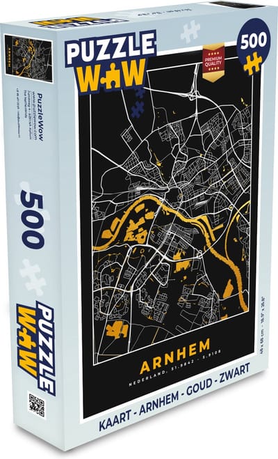 Puzzel Kaart - Arnhem - Goud - Zwart - Legpuzzel - Puzzel 500 stukjes