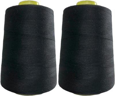 2 Grote Spoelen Sterk Polyester Naaigaren Zwart 4500 Meter