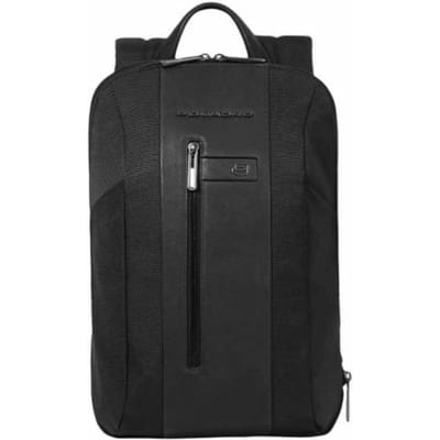 Rugzak Piquadro Kort leer en stof zwart - CA6384BR2-N