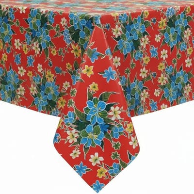 Protecttable - Rond Mexicaans tafelzeil Fortín Rood ⌀118cm - Tafelkleed Afwasbaar - Kunststof