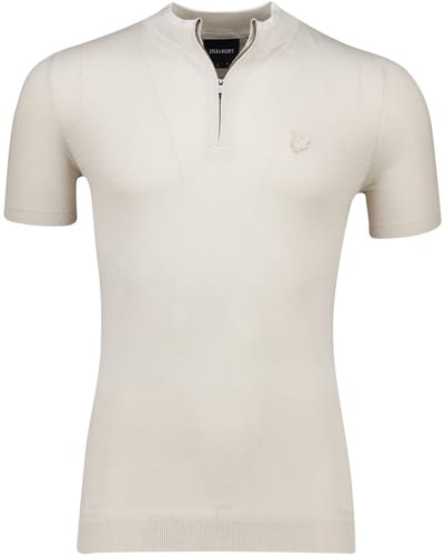 Lyle & Scott Tipped Mock Neck Trui met Korte Mouwen - Cove