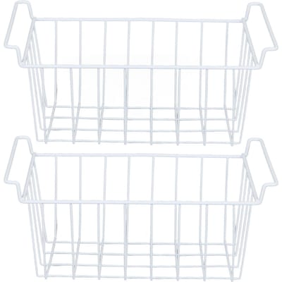 2 pièces Paniers Réfrigérateur Congélateur Grands Paniers de Rangement en Fil Métallique Ménagers Organisateur avec Poignées L 48.5cm X W 24.5cm X H 20cm