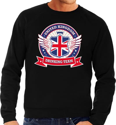 Zwart Engeland drinking team sweater zwart heren - United Kingdom kleding S