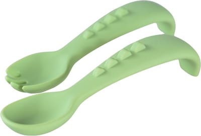 Sproudsy Bestekset Dino – Kinderbestek – Kinderservies - Baby – Olive